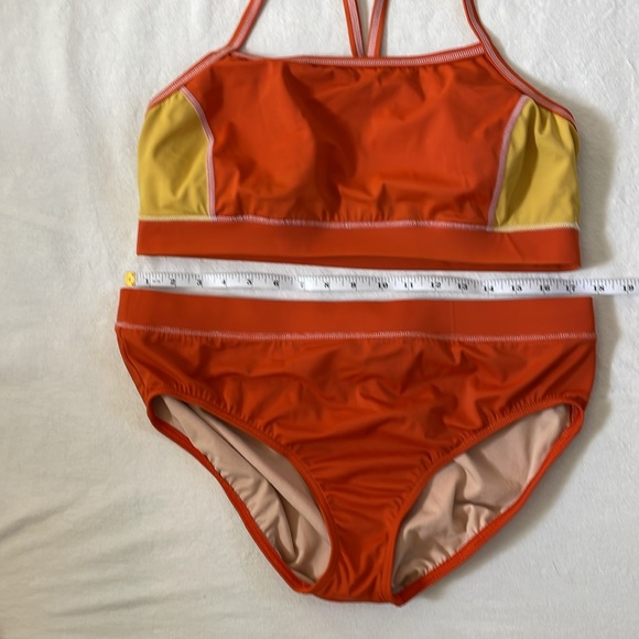 Lands End 2 piece swimsuit women’s size 16 in orange and yellow - Picture 5 of 7